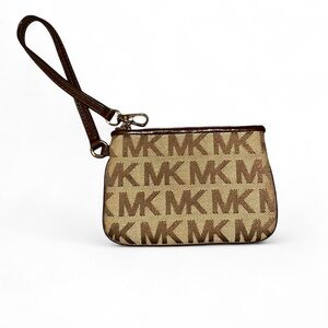 Michael Kors Tan and Brown Logo Wristlet